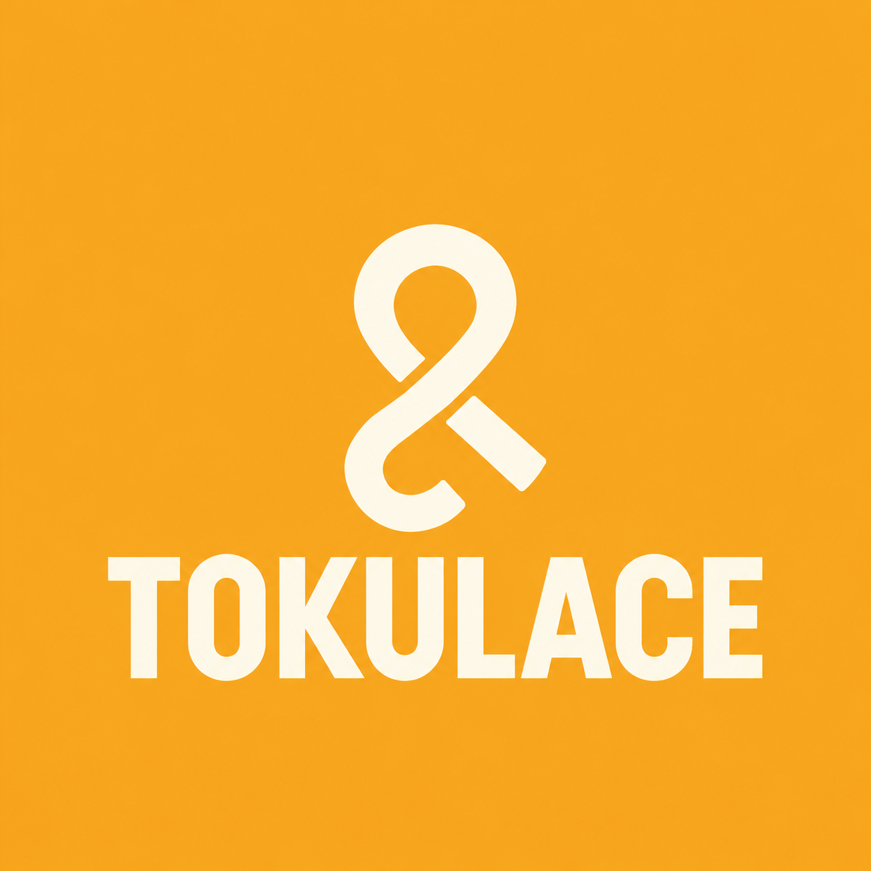 Logo TokuLace : un lacet crème au-dessus du nom, sur fond orange.